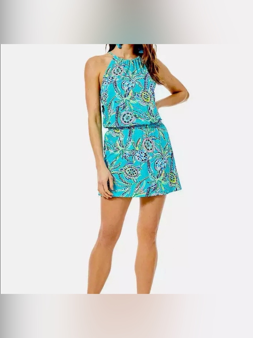 Lilly Pulitzer Gianni Romper Bermuda Blue Turtle size medium